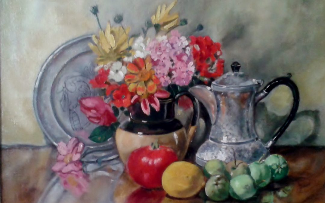 Still life with silver coffee pot