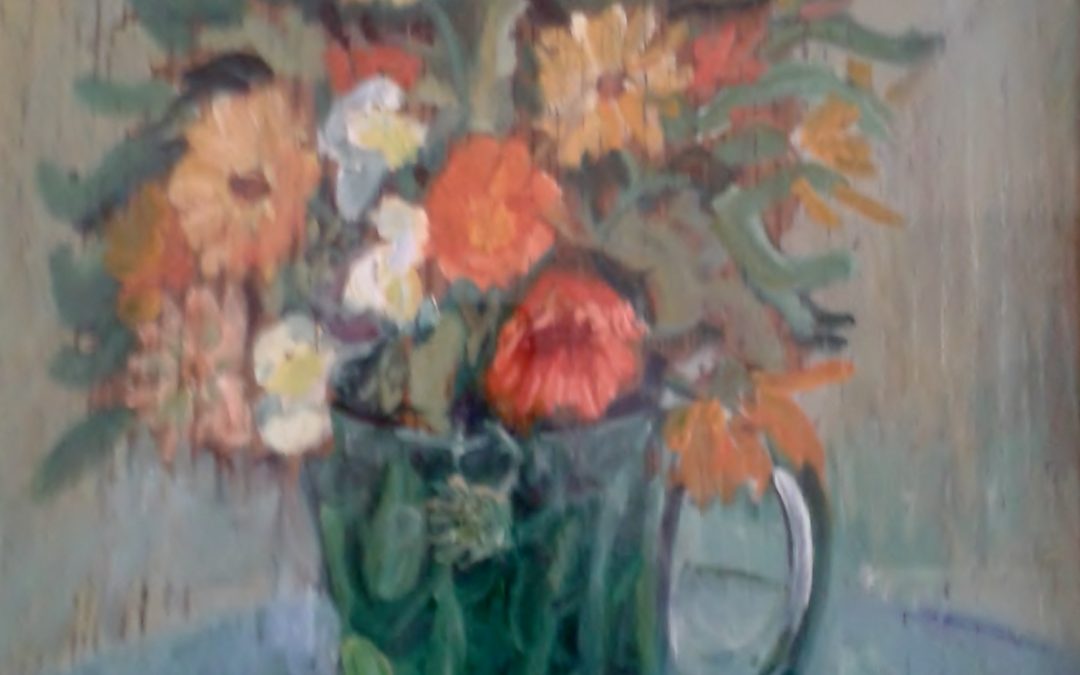 Still life with green glass jug