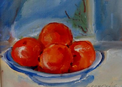 Oranges on plate, after Cezanne
