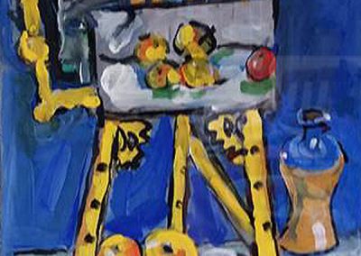Still life with yellow easel
