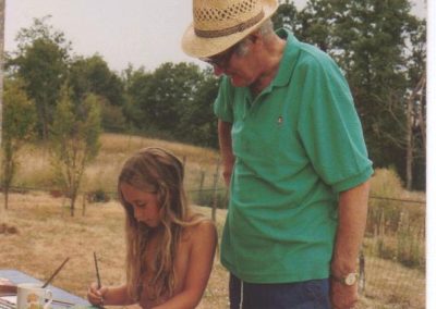 Joe painting with Alice, France